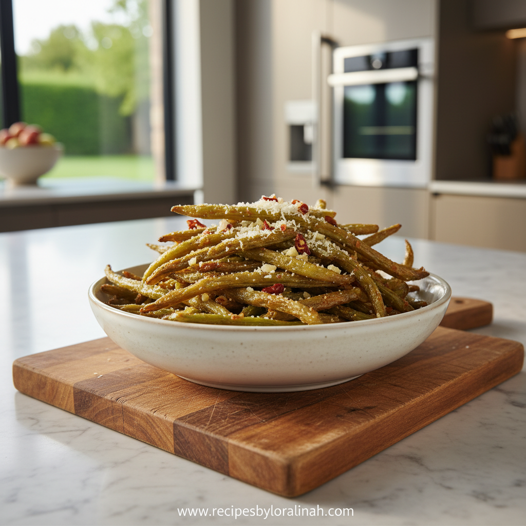 Crispy Air Fryer Garlic Green Beans - 10 Minute Side Dish Recipe 1 Crispy garlic air fryer green beans ready in 10 minutes