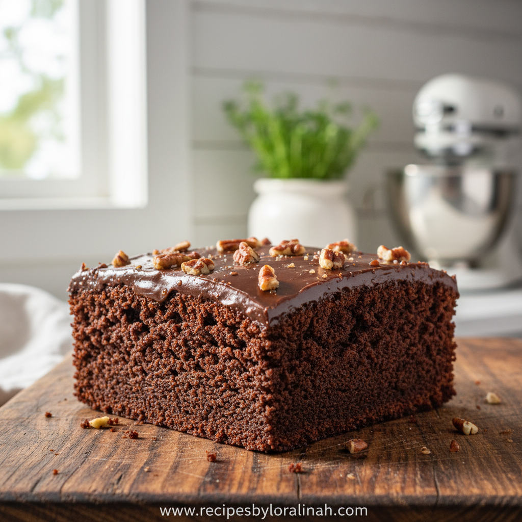 Easy Texas Sheet Cake Recipe - Simple Chocolate Dessert for Parties 11 easy-texas-sheet-cake-recipe---mushroomsalus_feature