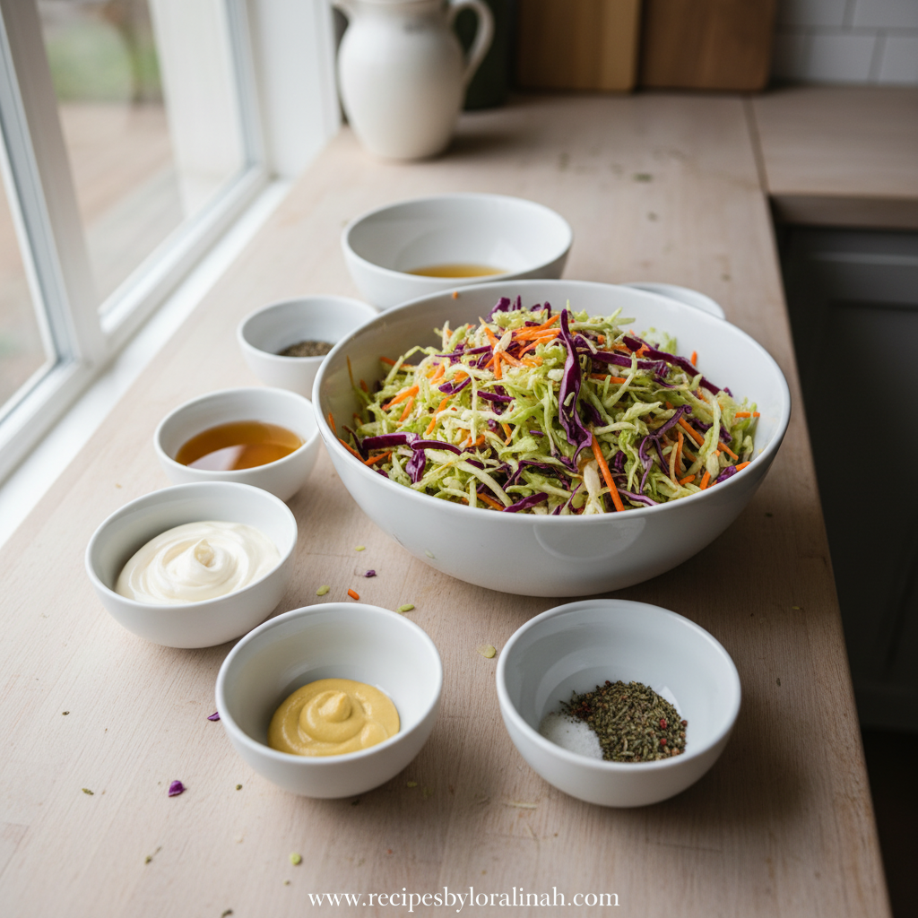 Gordon Ramsay's Creamy Coleslaw Recipe: The Perfect BBQ Side Dish 2 Fresh ingredients for homemade coleslaw