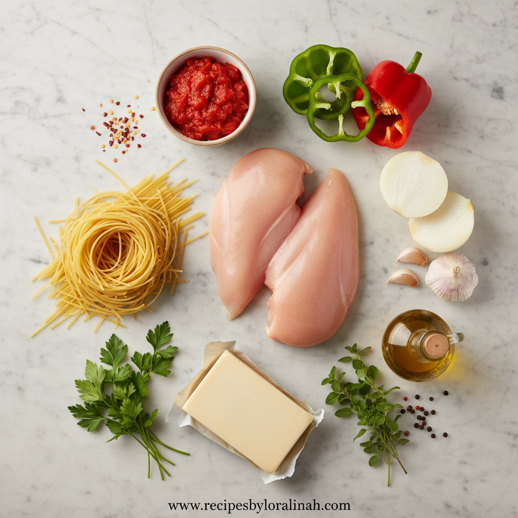 Monterey Chicken Spaghetti - The Ultimate Cheesy Pasta Bake Recipe 2 Ingredients for Monterey chicken spaghetti including pasta, chicken, cheese, and seasonings