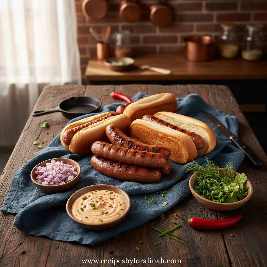 Hot dog ingredients for regional recipes