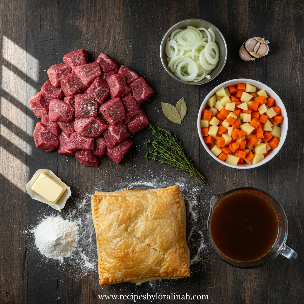 Ingredients for Savory Beef Stew Pot Pie