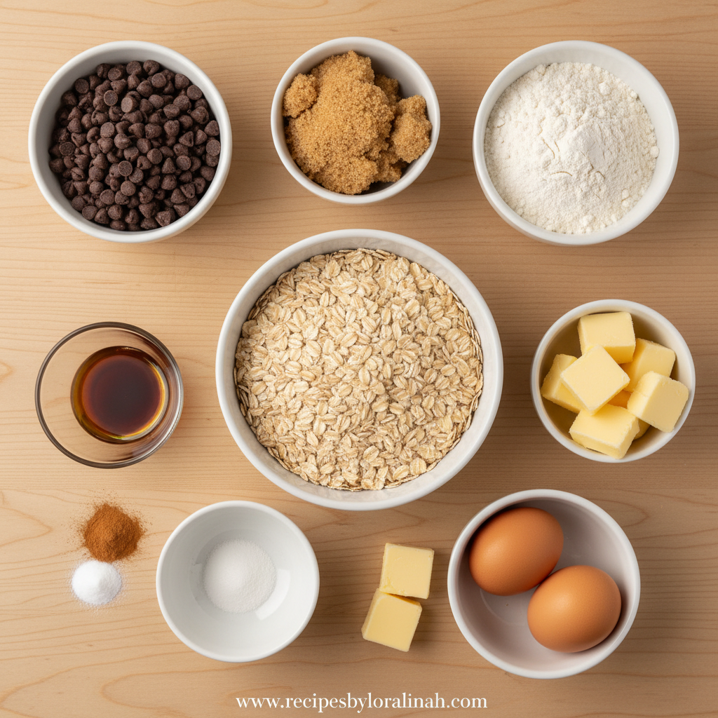 Ingredients for the best oatmeal cookies