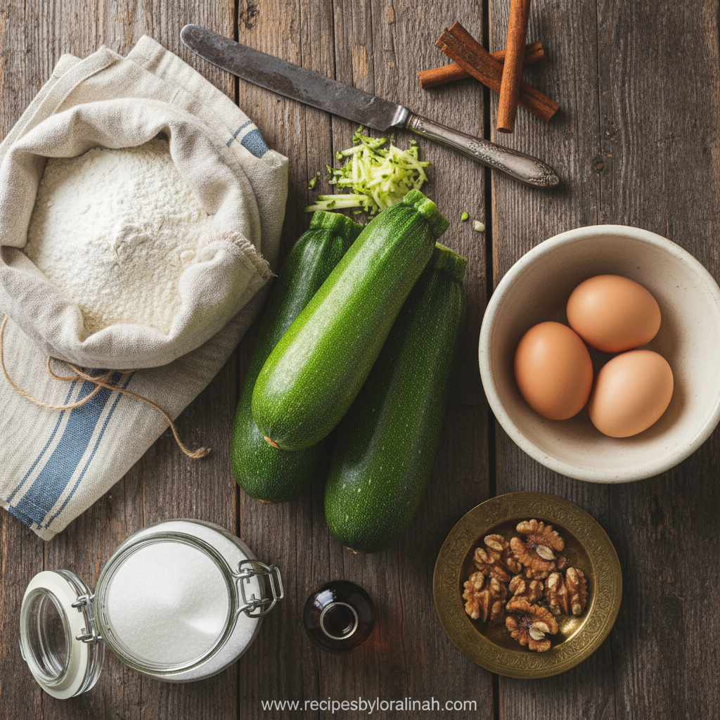 Ingredients for Zucchini Bread
