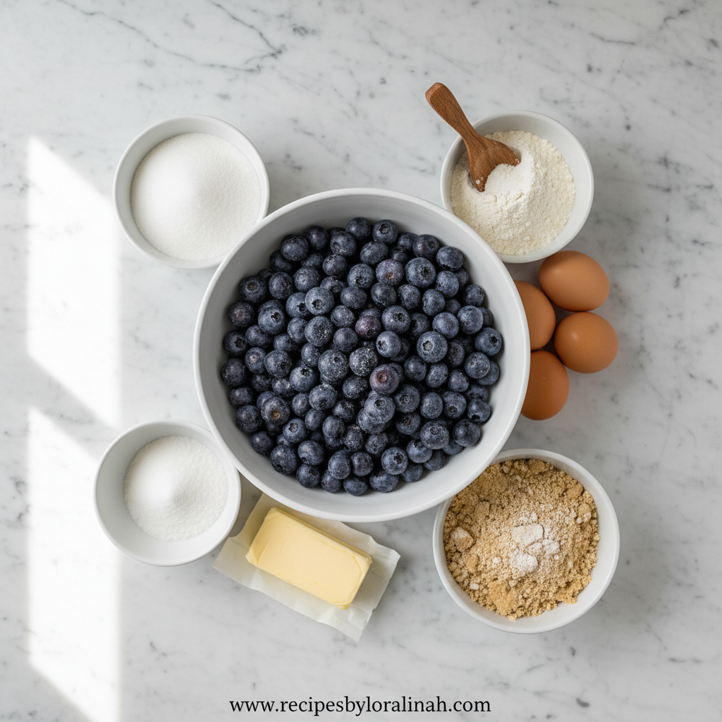 Ingredients for blueberry muffins