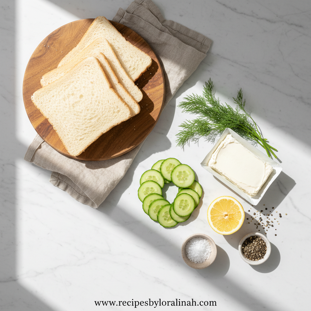 Ingredients for cucumber sandwiches