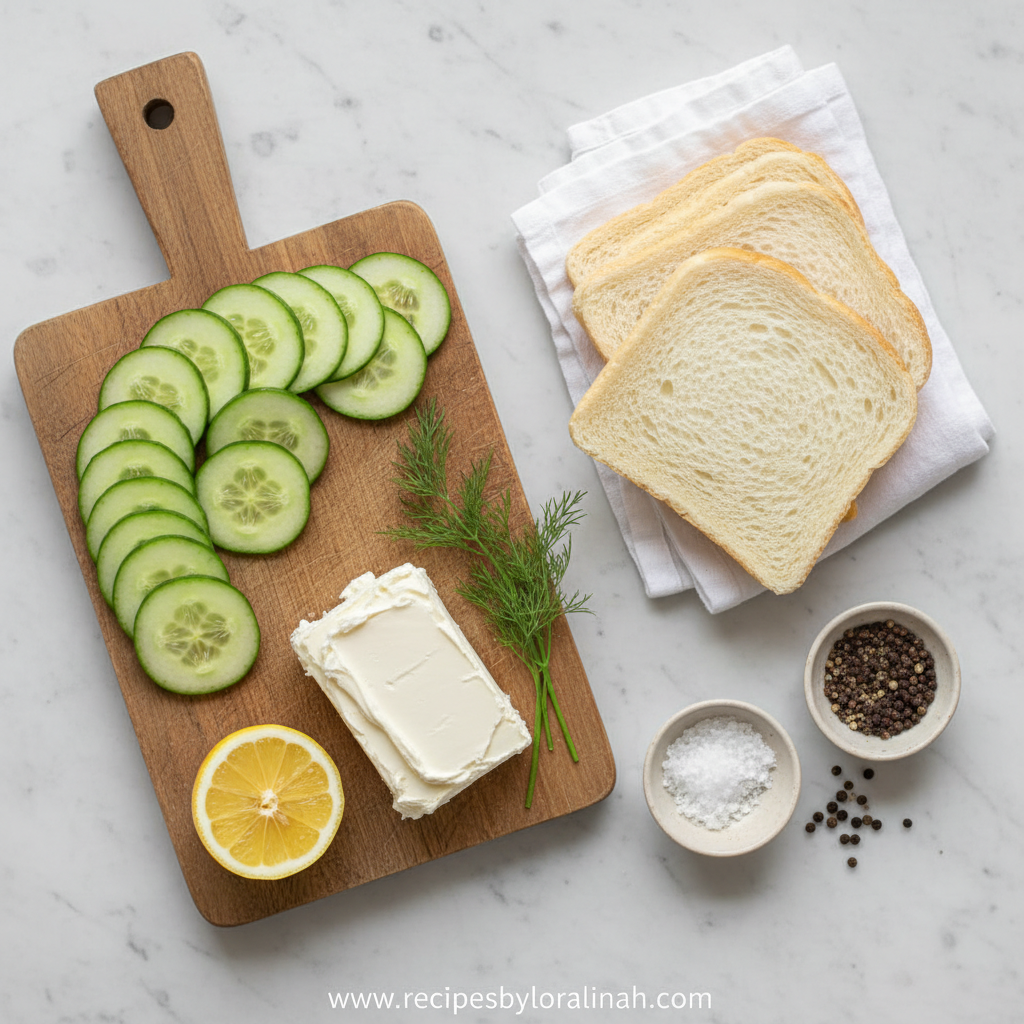 Ingredients for cucumber sandwiches
