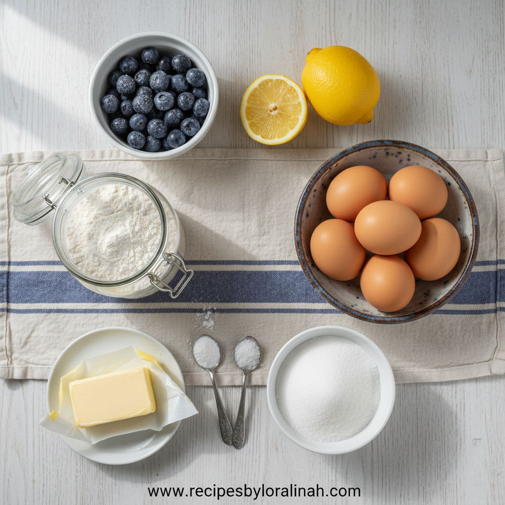 Ingredients for Lemon Blueberry Muffins