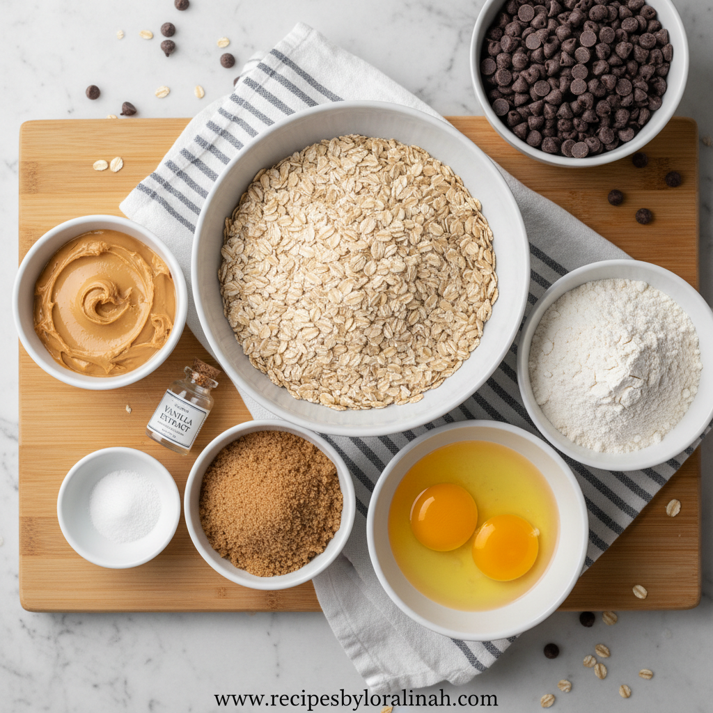 Ingredients for Peanut Butter Oatmeal Cookies